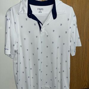 Chaps White Polo Shirt with Navy Accents